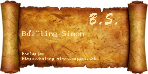 Báling Simon névjegykártya